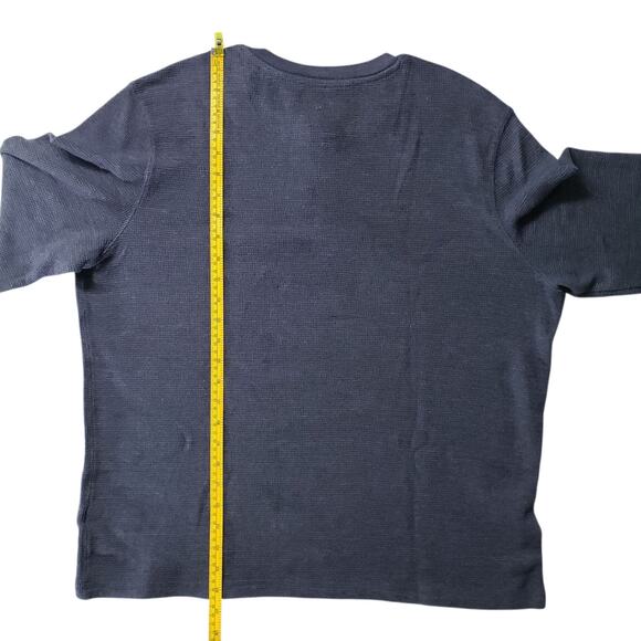 Mens Vintage Faded Glory Waffle Knit Henley Shirt Blue XL 46–48 Long Sleeve Top - Picture 5 of 8